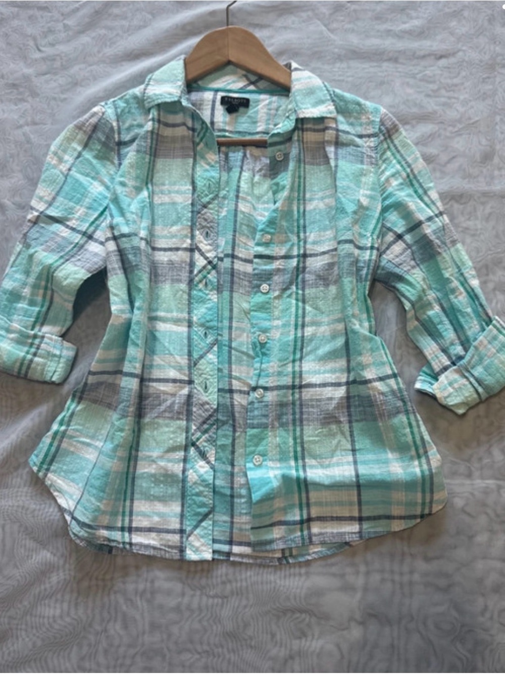 Talbots ' Plaid Button-Down Shirt - Mint Green